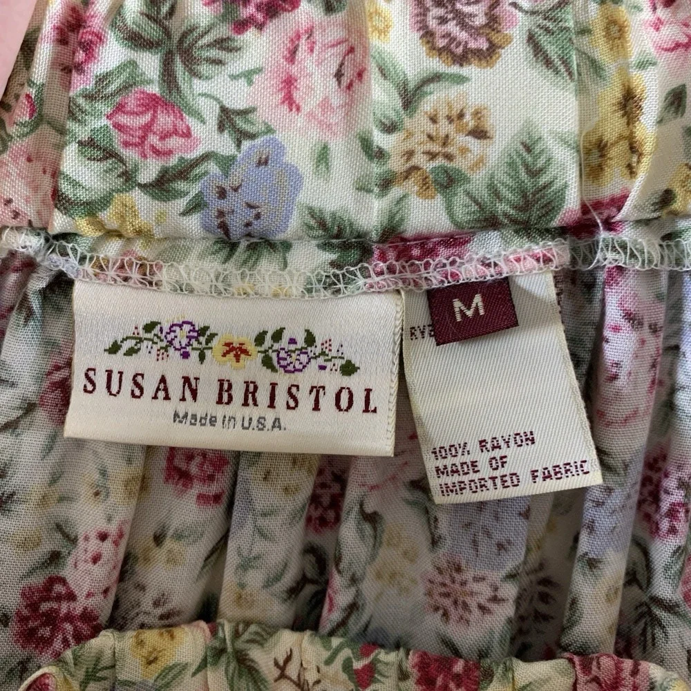 Susan Bristol Womens Dainty Ditsy Floral Maxi Skirt S/M Cottage Country Prairie
